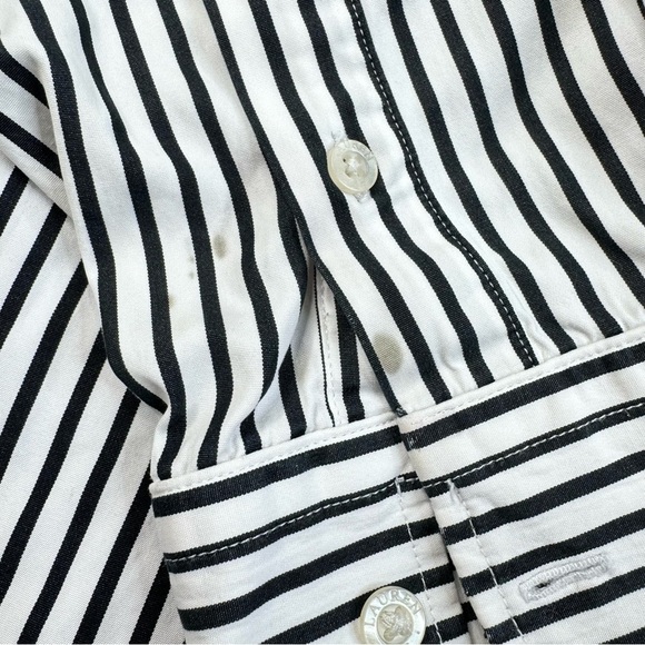 Lauren Ralph Lauren Black White Striped Button Up Shirt with Monogram. 1X - Picture 8 of 14